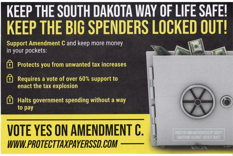 Amendment C postcards hitting mailboxes statewide South Dakota War